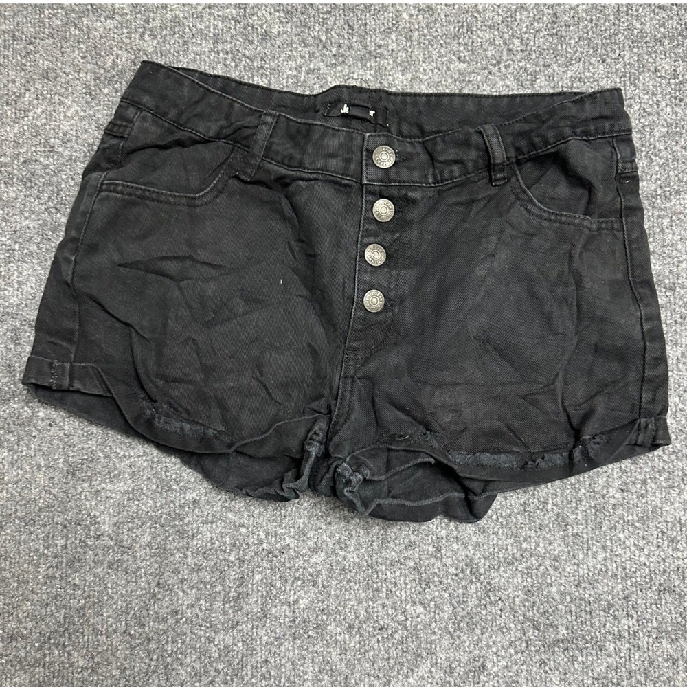 Jennyfer Shorts Womens Size 36 Black Denim Button Fly Casual Mini Jean Shorts